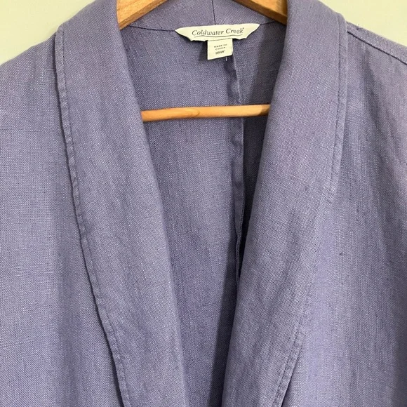 COLDWATER CREEK Lavender Ruched Linen Blazer Jacket Size 18W - Picture 4 of 12